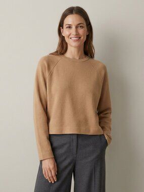 COS Camel Tan Boxy Cropped Raglan Sweatshirt Womens S